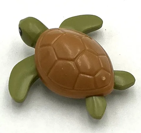 Lego New Olive Green Sea Turtle Baby with Black Eyes Medium Nougat Shell Part