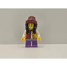 LEGO Holiday Minifigure Girl Red Bright Orange Jacket hol308 New Winter Festive