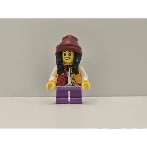 LEGO Holiday Minifigure Girl Red Bright Orange Jacket hol308 New Winter Festive
