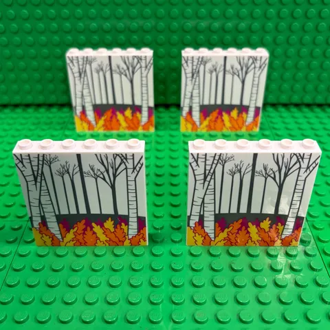 Lego Panel 1x6x5 Dark Bluish Gray Trees, Aspen Trees, Yellow Leaves 59349pb168