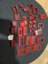 Vintage LEGO Red Windows Doors Lot Classic Town 6380 Medical 70s 80s