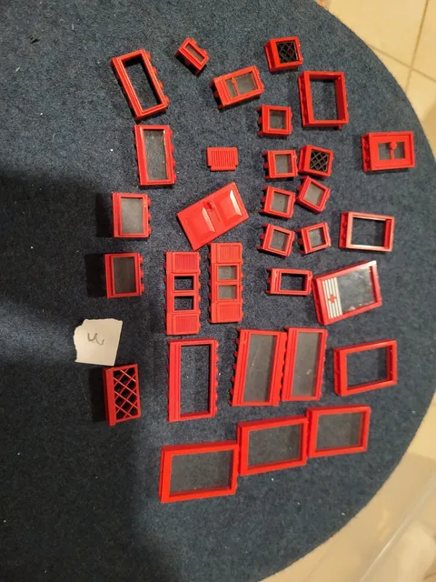 Vintage LEGO Red Windows Doors Lot Classic Town 6380 Medical 70s 80s