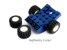 LEGO Dark Blue Car Chassis Base 4x6 Wheel Bearing Trailer & 4 Wheels 21x12 24055