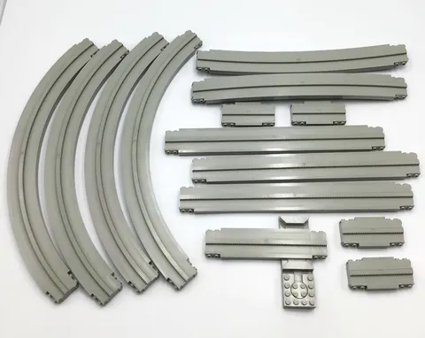 LEGO Vintage Monorail Track Lot Light Gray 14 Pc Straight 2671 Curve 2672 Ramp