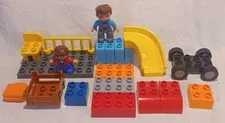 Lego DUPLO Lot Man Boy Slide Car Wheels Blocks Briefcase Railing Chair Crate  -C