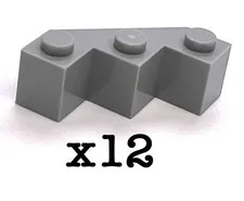 Lego Castle Corner Bricks 2462 Mod. Facet 3x3 - Med. Stone Gray - 12 Pcs.