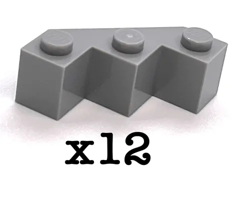 Lego Castle Corner Bricks 2462 Mod. Facet 3x3 - Med. Stone Gray - 12 Pcs.