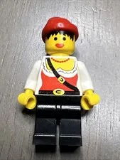 LEGO Pirate Female, Black Legs, Red Bandana Dented Head