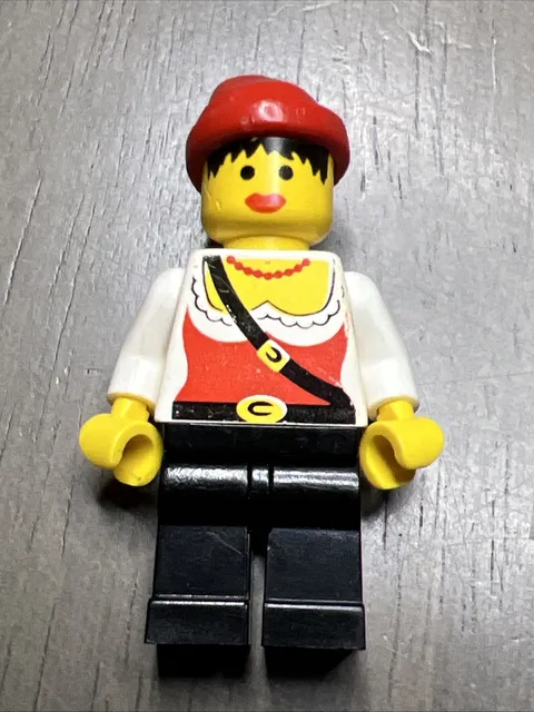 LEGO Pirate Female, Black Legs, Red Bandana Dented Head