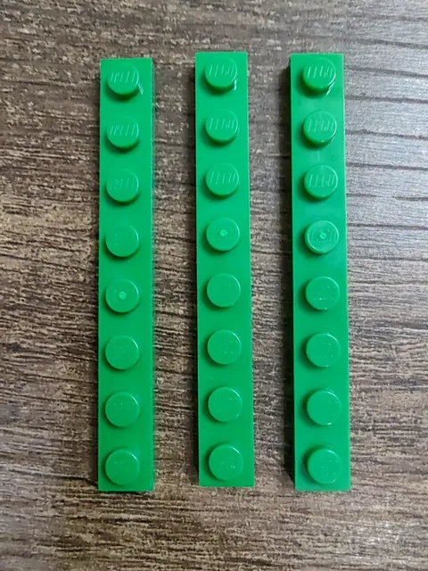 LEGO Parts 3460 (3pcs) 1x8 Plate Green