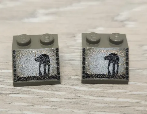 Lego 3039 3039px11 Old Dark Gray Star Wars AT-AT Pattern Slope 45 2 x 2 Lot Of 2