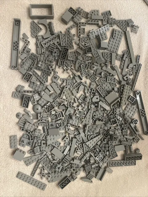 Lot of assorted light gray bricks & pieces.  13.3 ounces
