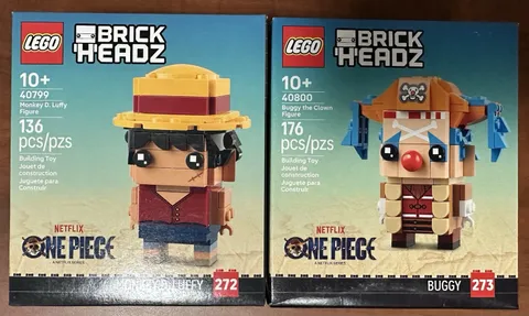 LEGO One Piece 40799/40800 Brickheadz Monkey D. Luffy/Buggy the Clown New/Sealed
