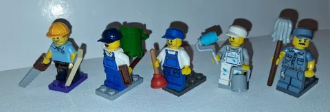 Lego 5 City Workers painter carpenter janitor plumber grounds keeper
