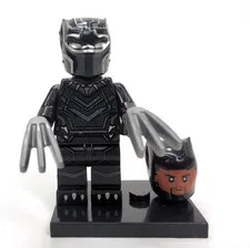 Black Panther LEGO Minifigure Marvel Custom 2 Heads Claws Avengers