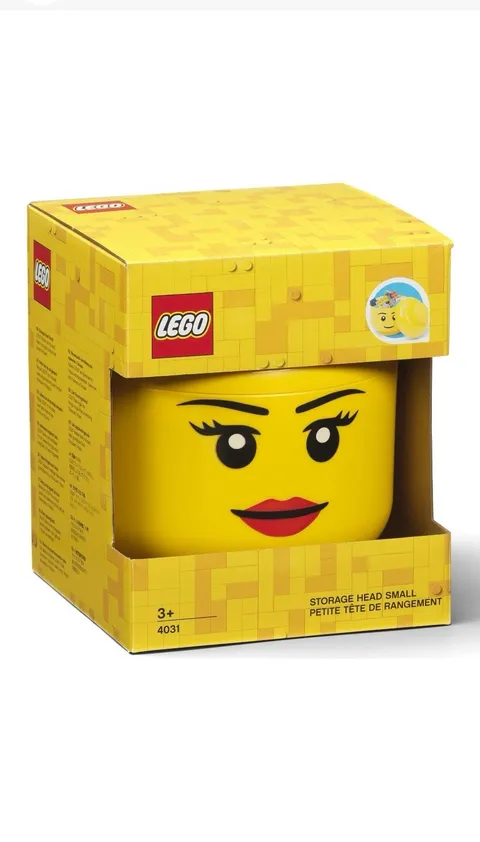 LEGO Storage Head Girl Small Yellow Minifigure Container Organizer Holds 250