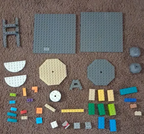 LEGO Bulk Mixed Lot Gray Baseplates, Octagon & Semicircle Plates, Bricks