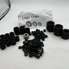 100x Lego Tires Bulk Pack Black Wheel Wheels Shape Size Randomly Mixed