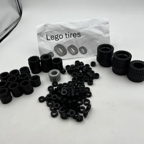 100x Lego Tires Bulk Pack Black Wheel Wheels Shape Size Randomly Mixed