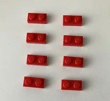 LEGO 8x NEW Pieces Plate 1x2 RED #3023