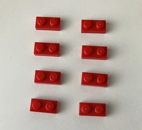 LEGO 8x NEW Pieces Plate 1x2 RED #3023