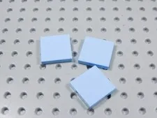 LEGO Lot of 3 Bright Light Blue 2x2 Smooth Tiles Plates BM