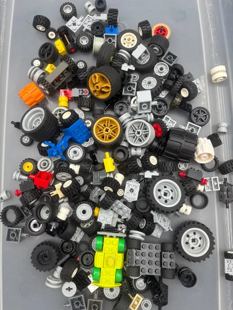 1 lb. Bulk Lego Wheels, Tires, and Axels (Lot E)
