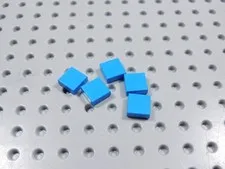 LEGO Lot of 5 Dark Azure 1x1 Smooth Tiles Plates BE
