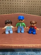 Lot of 3 Lego Duplo minifigure Boy  Blue Ball Cap Red Shirt & Others