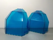 Lego 2 x 2409 Panel 10 x 10 x 12 Quarter Dome Trans Blue. Monorail. Not Perfect