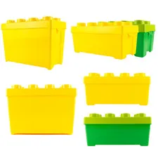 LEGO® Yellow & Green Storage Box with Lid Stackable - Medium & Large - NEW