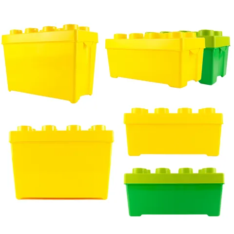LEGO® Yellow & Green Storage Box with Lid Stackable - Medium & Large - NEW