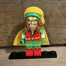 LEGO Minifigure Character w/ Yellow Cape, Yellow Hat, Red/Green Outfit