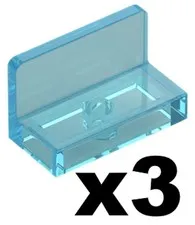 Lego Light Blue Transparent PANEL Rounded Corners 1 x 2 x 1 Qty 3 Part 4865b TR1