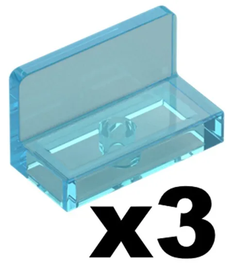Lego Light Blue Transparent PANEL Rounded Corners 1 x 2 x 1 Qty 3 Part 4865b TR1