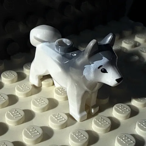 Lego New White Dog Husky with Black Eyes Black Nose Piece