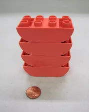 Lego Duplo Block Coral 2X4 Curved Bottom Brick 4 Block Lot Building 98224