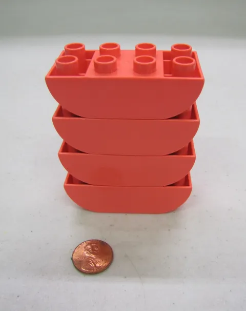Lego Duplo Block Coral 2X4 Curved Bottom Brick 4 Block Lot Building 98224