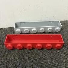 LEGO Brick Bookrack Wall Shelf Lot Red Gray 6 Stud Storage Display Organizer