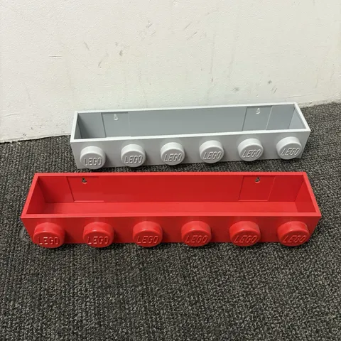 LEGO Brick Bookrack Wall Shelf Lot Red Gray 6 Stud Storage Display Organizer