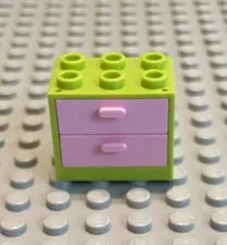 LEGO Lime Green Container Dresser With Two Pink Drawers