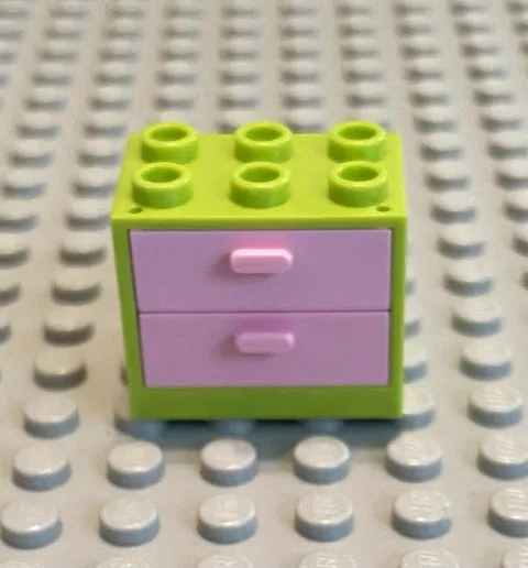 LEGO Lime Green Container Dresser With Two Pink Drawers