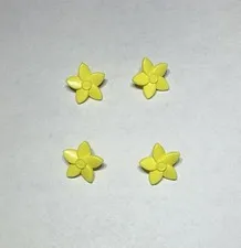 Lego Lot Of 4 Star Flowers Flower W Hair Connector New Cool Yellow