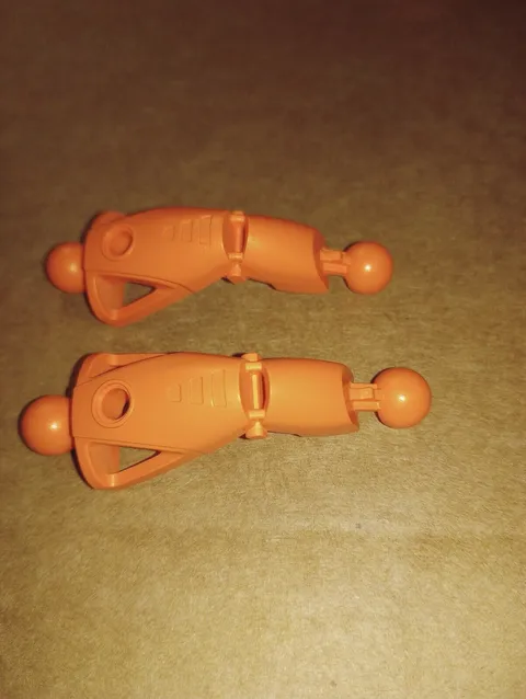 2 Lego part 43557 Bionicle Toa Nuva type Leg Section in Orange Retired pieces