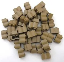 Lego Brick 1 x 2 with Log Profile, Dark Tan, Part# 30136 New, Quantity 50
