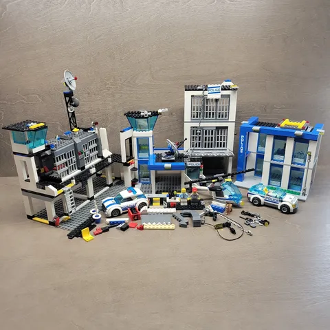 Lego Parts and Pieces Lot Police Headquarters Jail Prison Car Helicopter Figs