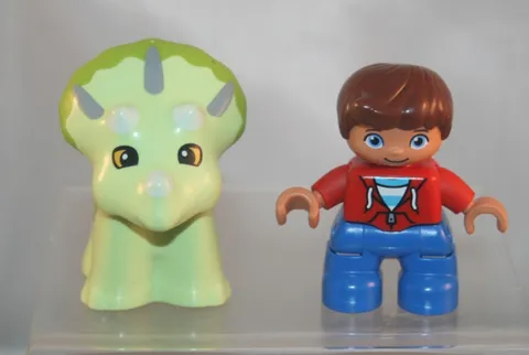 Lego  DUPLO Minifigure - Baby Dinosaur Triceratops and Boy - Lot of 2