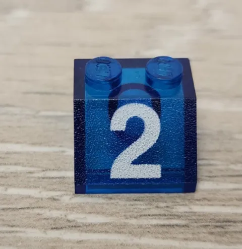 Lego 3039px51 Translucent Trans Dark Blue Slope 45 3 x 3 With White Number 2