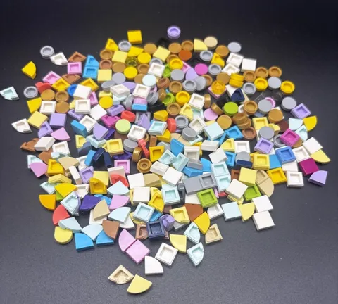Lot of 1x1 Flat tiles Lego Round Square Triangle Multicolor