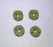 Lego Lot Of 4 Olive Green 2x2 Round Plate Plates New City Part